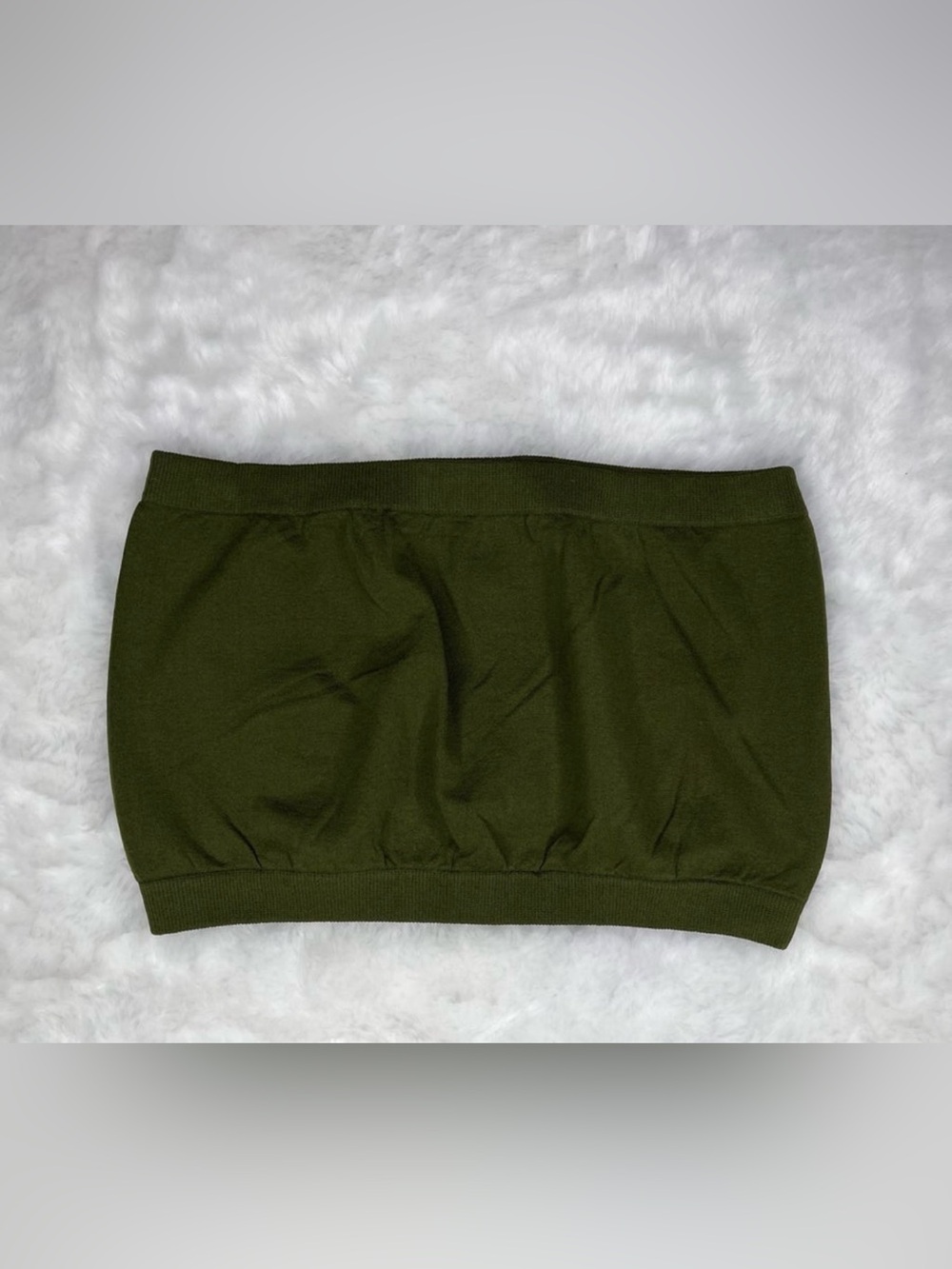 Yahada Olive Green Strapless Tube Tank Top